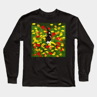 Cat in the Wildflowers Long Sleeve T-Shirt